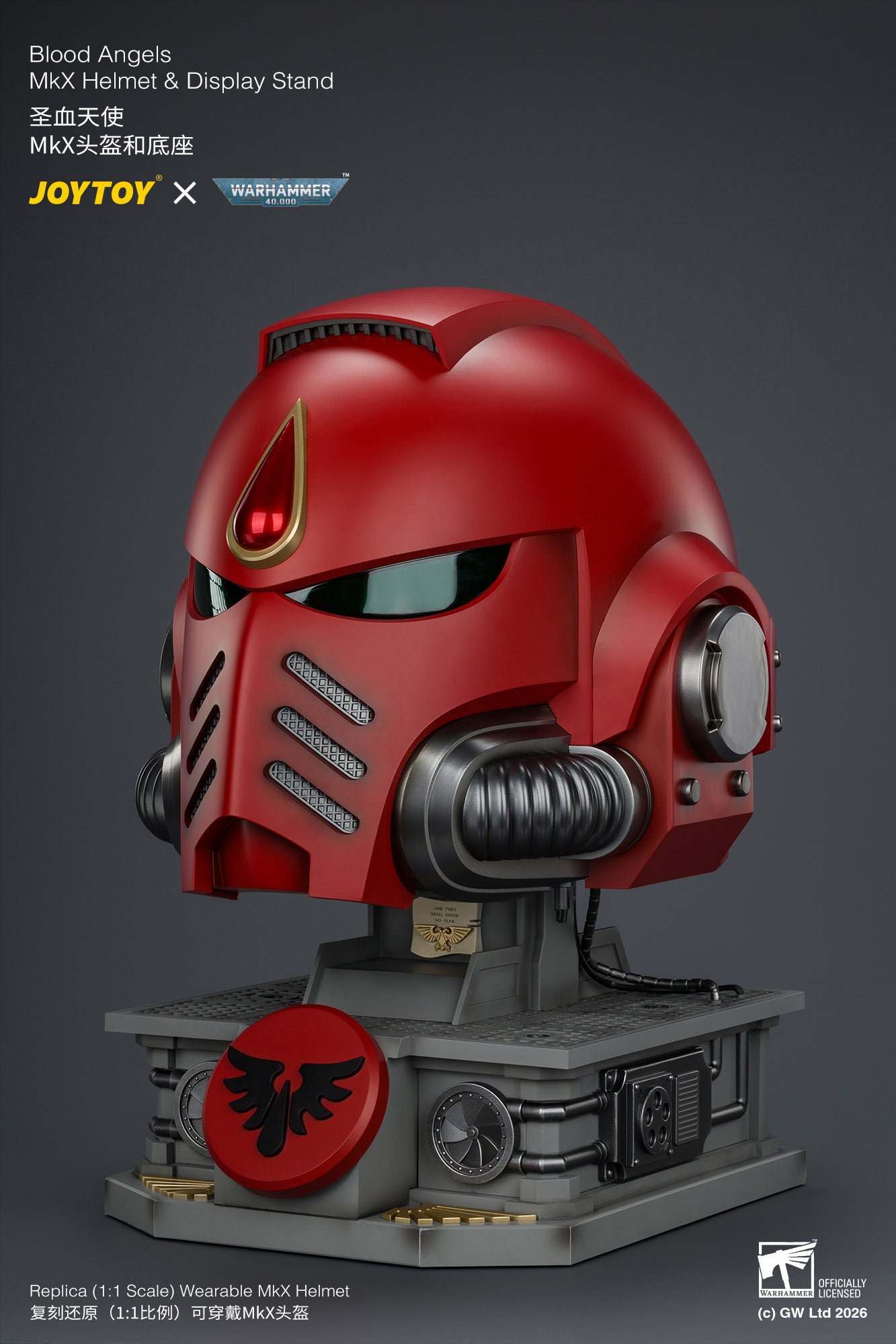 (Pre-Order) Warhammer 40k Blood Angels MkX Helmet & Display Stand