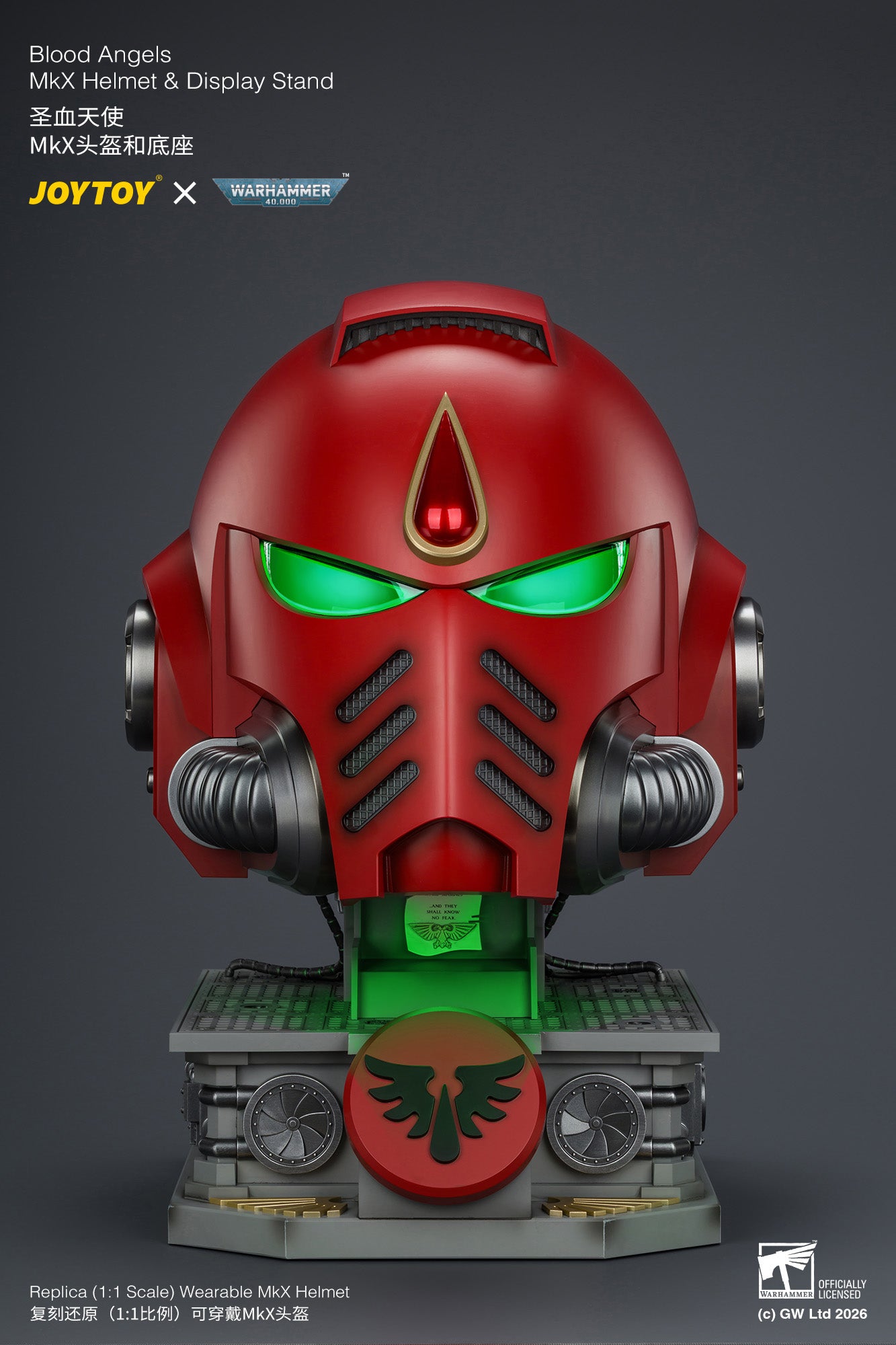 (Pre-Order) Warhammer 40k Blood Angels MkX Helmet & Display Stand