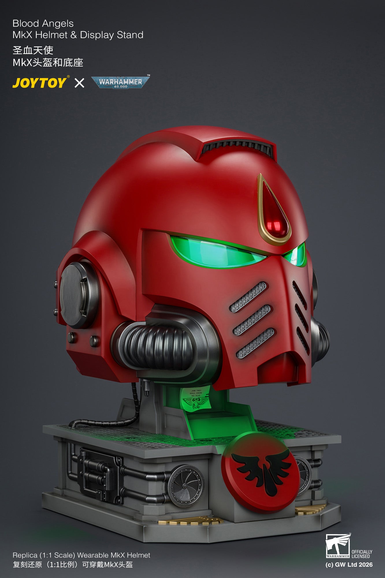 (Pre-Order) Warhammer 40k Blood Angels MkX Helmet & Display Stand