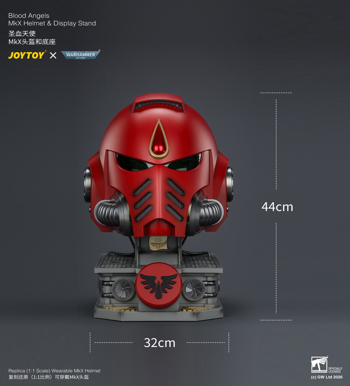 (Pre-Order) Warhammer 40k Blood Angels MkX Helmet & Display Stand