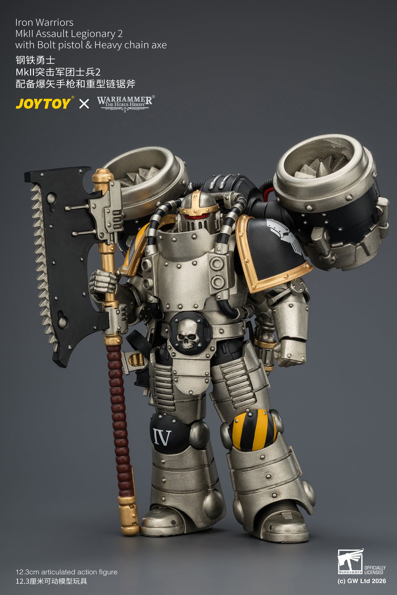 (Pre-Order) Warhammer The Horus Heresy Iron Warriors MkII Assault Legionary 2 with Bolt pistol & Heavy chain axe