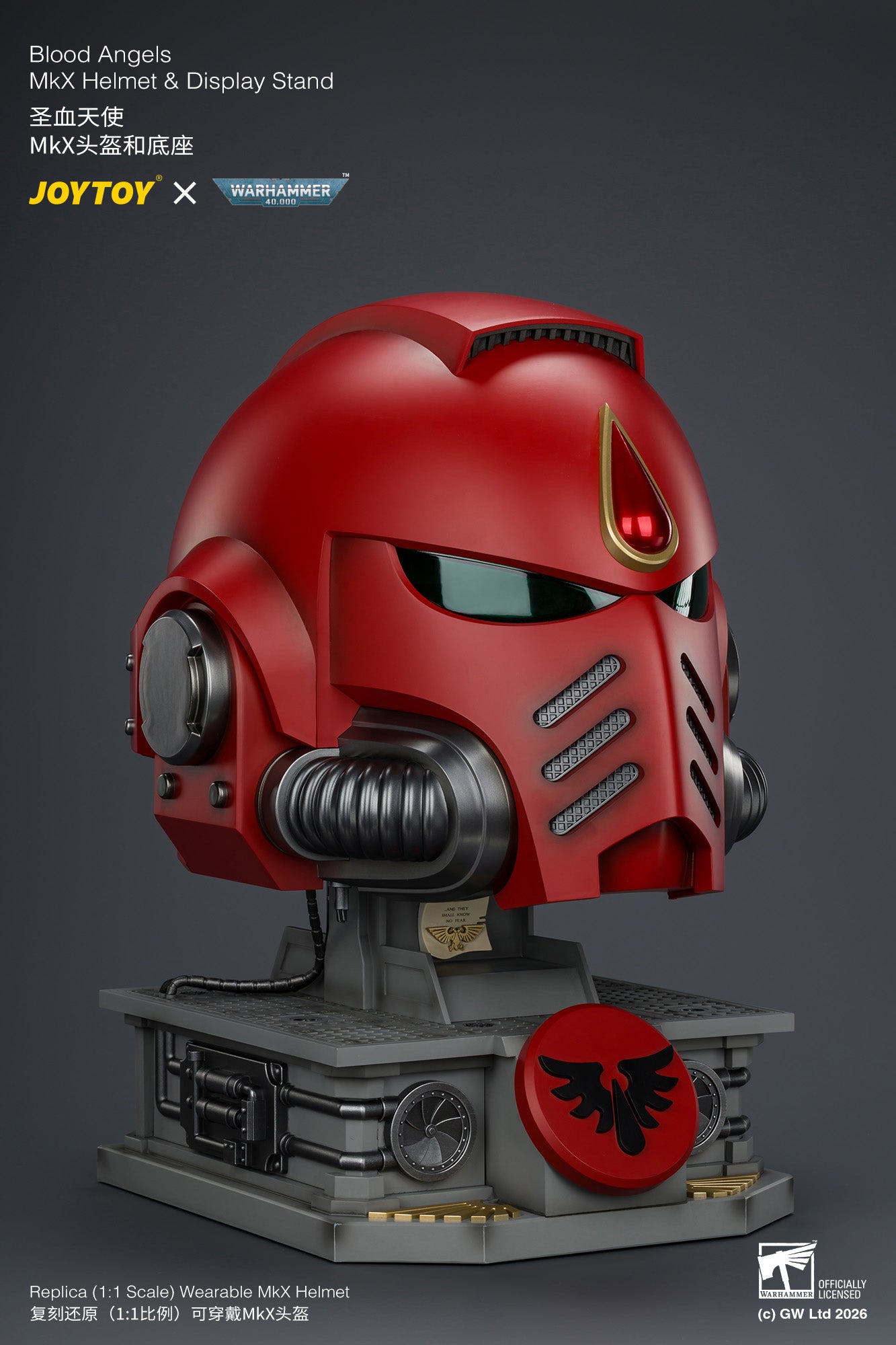(Pre-Order) Warhammer 40k Blood Angels MkX Helmet & Display Stand