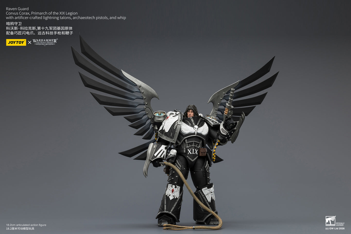 (Pre-Order) Warhammer The Horus Heresy Raven Guard Corvus Corax, Primarch of the XIX Legion with artificer-crafted lightning talons, archaeotech pistols, and whip