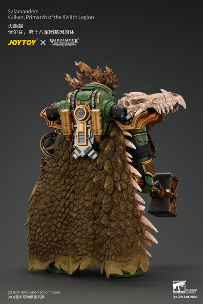 (Pre-Order) Warhammer The Horus Heresy Salamanders Vulkan, Primarch of the XVlllth Legion with Dawnbringer, The Furnace's Heart and Dragon's Breath Gauntlet