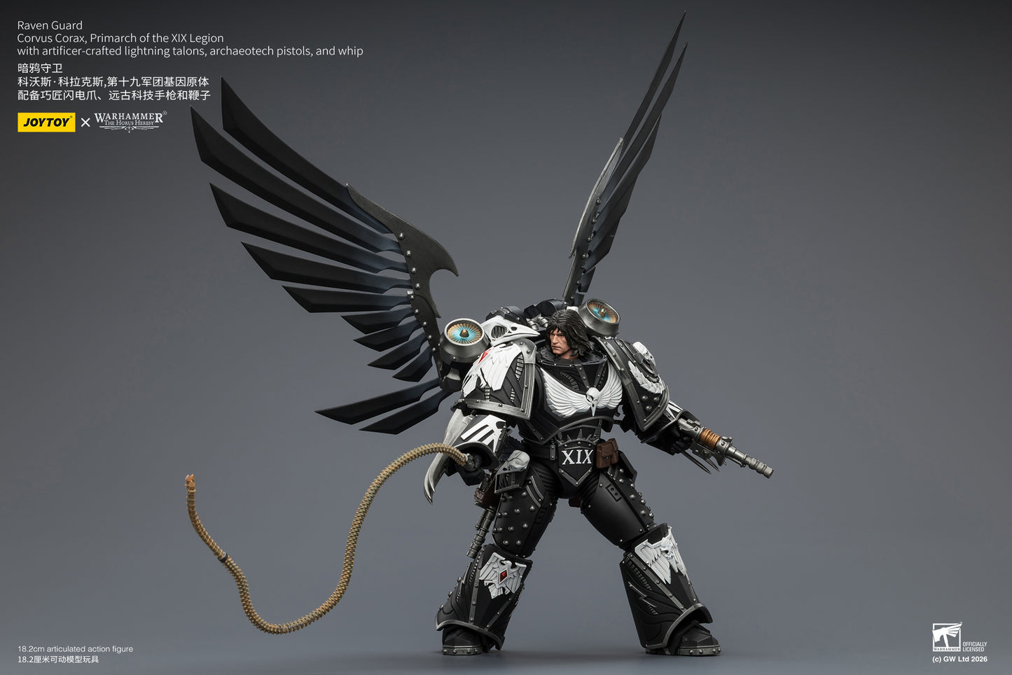 (Pre-Order) Warhammer The Horus Heresy Raven Guard Corvus Corax, Primarch of the XIX Legion with artificer-crafted lightning talons, archaeotech pistols, and whip