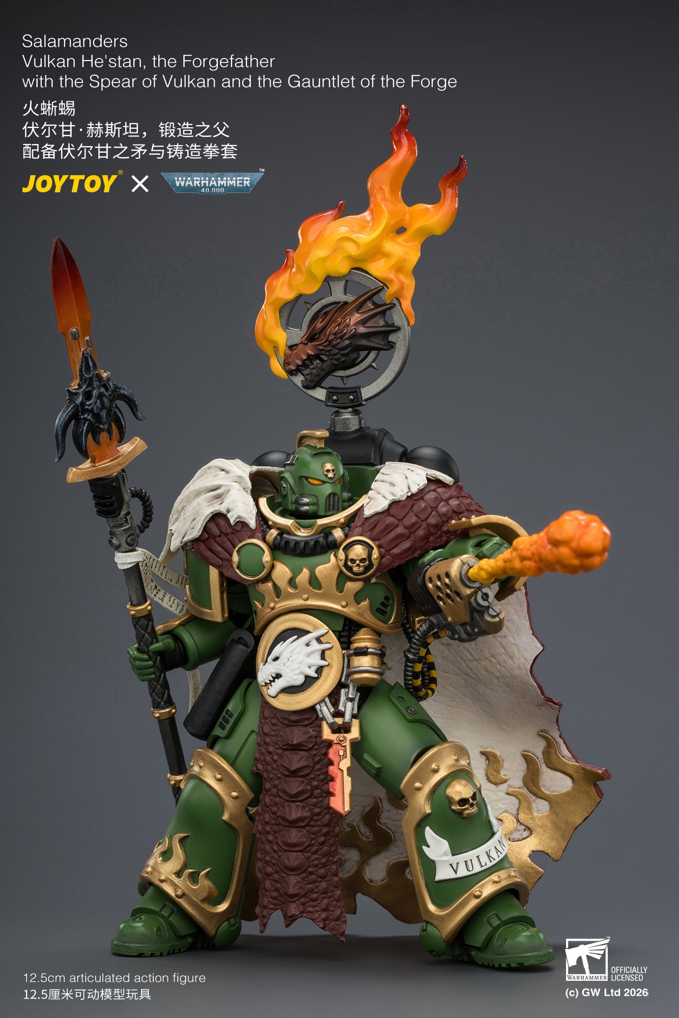 (Pre-Order) Warhammer 40k Salamanders Vulkan He'stan, the Forgefather with the Spear of Vulkan and the Gauntlet of the Forge