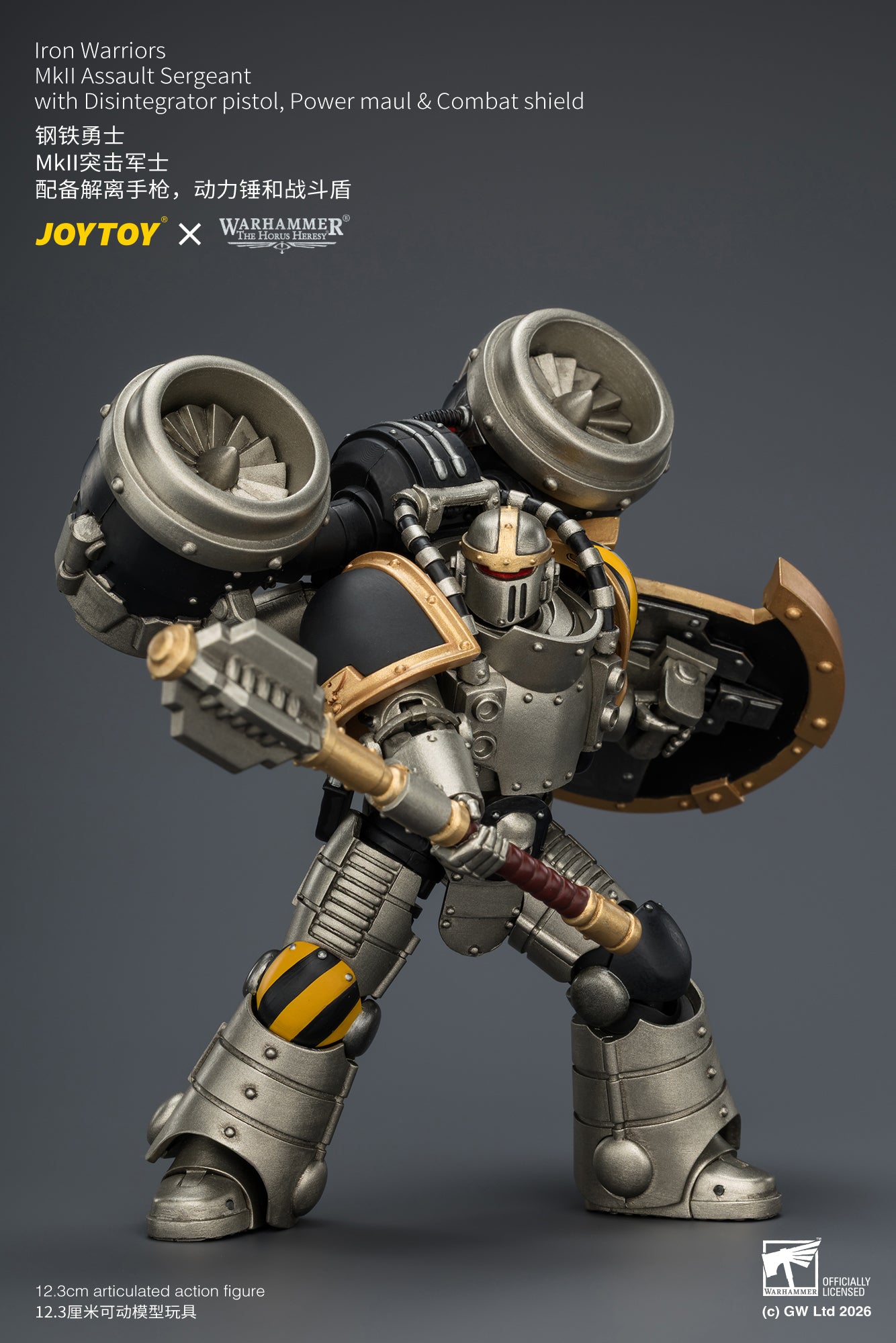 (Pre-Order) Warhammer The Horus Heresy Iron Warriors MkII Assault Sergeant with Disintegrator pistol, Power maul & Combat shield