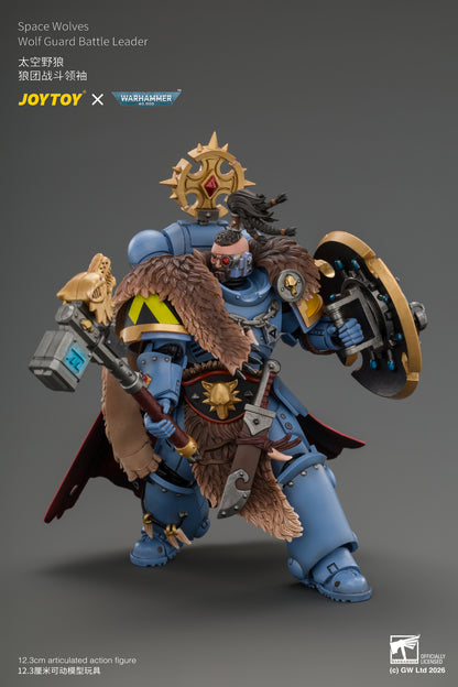 (Pre-Order) Warhammer 40k Space Wolves Wolf Guard Battle Leader with Master-crafted Power Weapon, Storm Shield, Thunder Hammer,Master-crafted Heavy Bolt Pistol, and Plasma Pistol