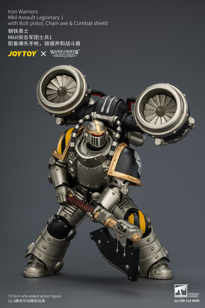 (Pre-Order) Warhammer The Horus Heresy Iron Warriors MkII Assault Legionary 1 with Bolt pistol, Chain axe & Combat shield