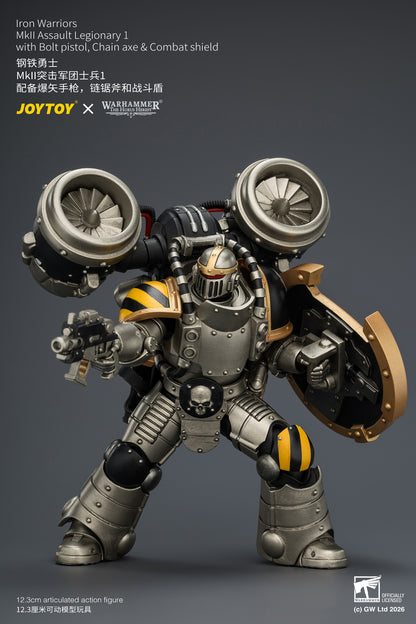 (Pre-Order) Warhammer The Horus Heresy Iron Warriors MkII Assault Legionary 1 with Bolt pistol, Chain axe & Combat shield