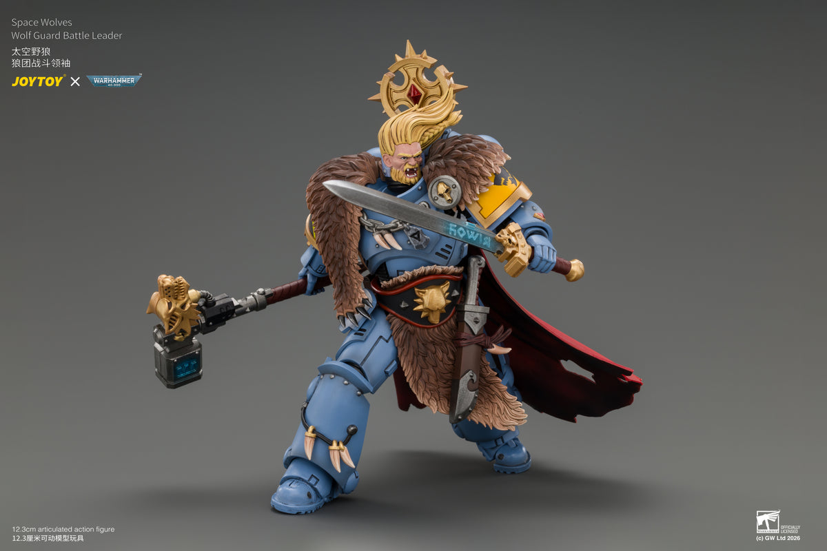 (Pre-Order) Warhammer 40k Space Wolves Wolf Guard Battle Leader with Master-crafted Power Weapon, Storm Shield, Thunder Hammer,Master-crafted Heavy Bolt Pistol, and Plasma Pistol
