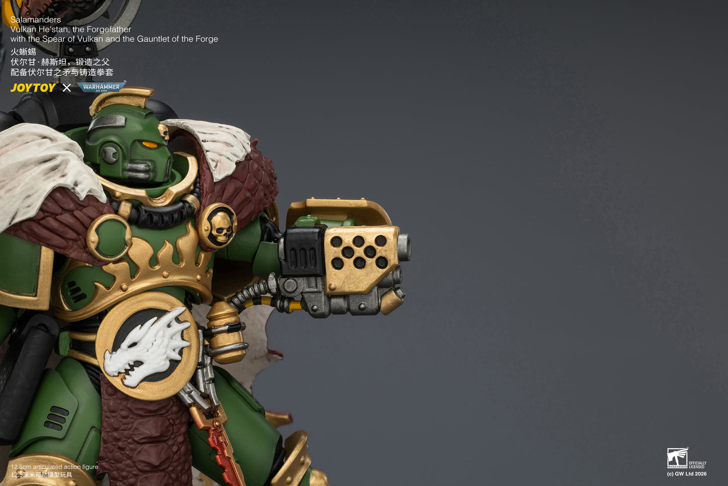 (Pre-Order) Warhammer 40k Salamanders Vulkan He'stan, the Forgefather with the Spear of Vulkan and the Gauntlet of the Forge