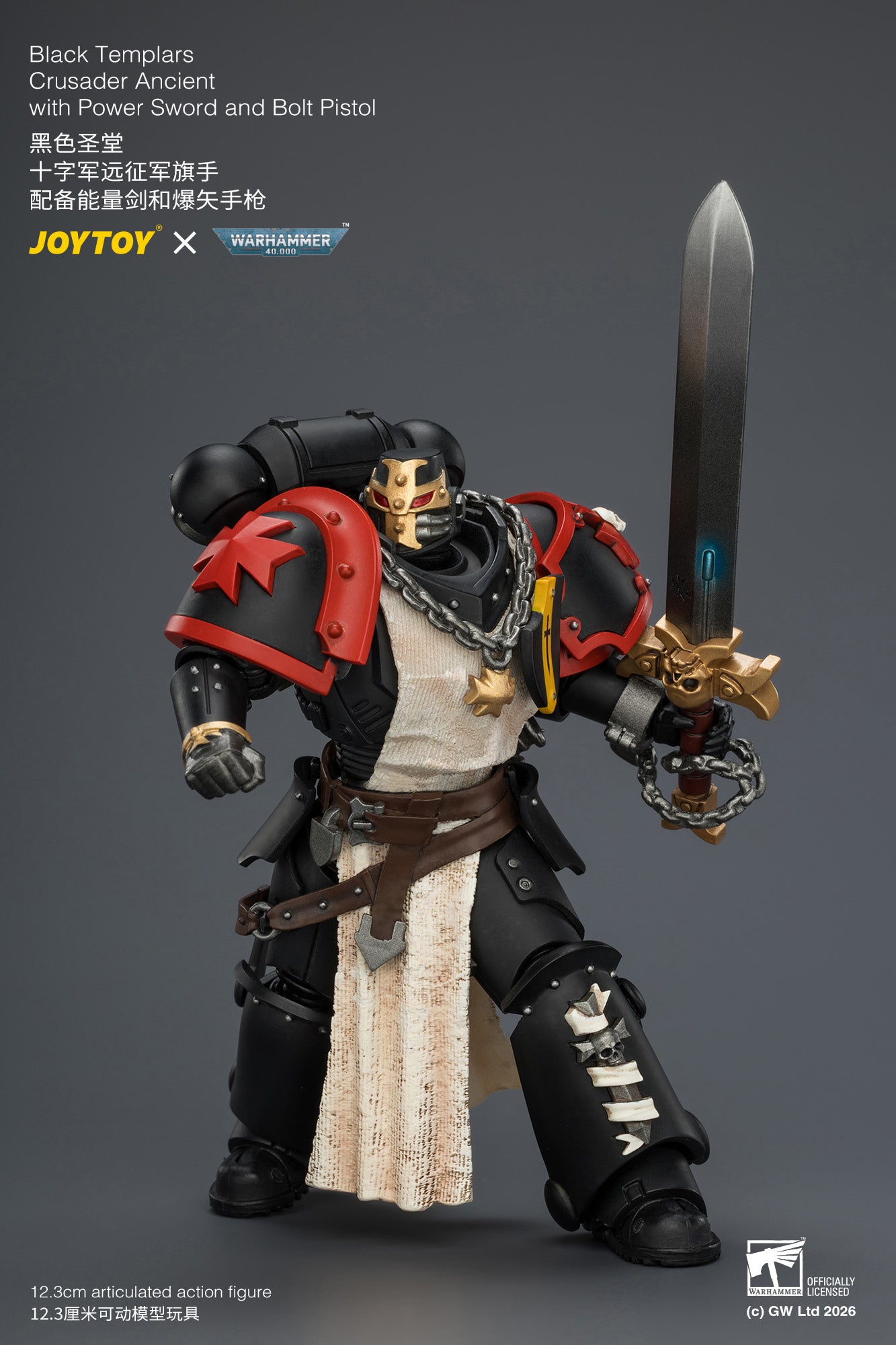 (Pre-Order) Warhammer 40k Black Templars Crusader Ancient with Power Sword and Bolt Pistol