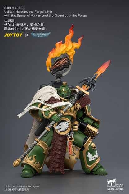 (Pre-Order) Warhammer 40k Salamanders Vulkan He'stan, the Forgefather with the Spear of Vulkan and the Gauntlet of the Forge