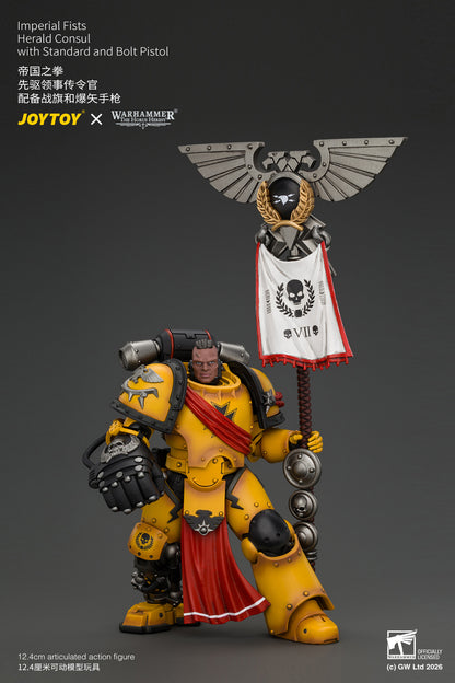 (Pre-Order) Warhammer The Horus Heresy Imperial Fists Herald Consul with Standard and Bolt Pistol
