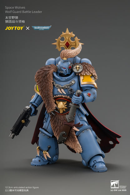 (Pre-Order) Warhammer 40k Space Wolves Wolf Guard Battle Leader with Master-crafted Power Weapon, Storm Shield, Thunder Hammer,Master-crafted Heavy Bolt Pistol, and Plasma Pistol