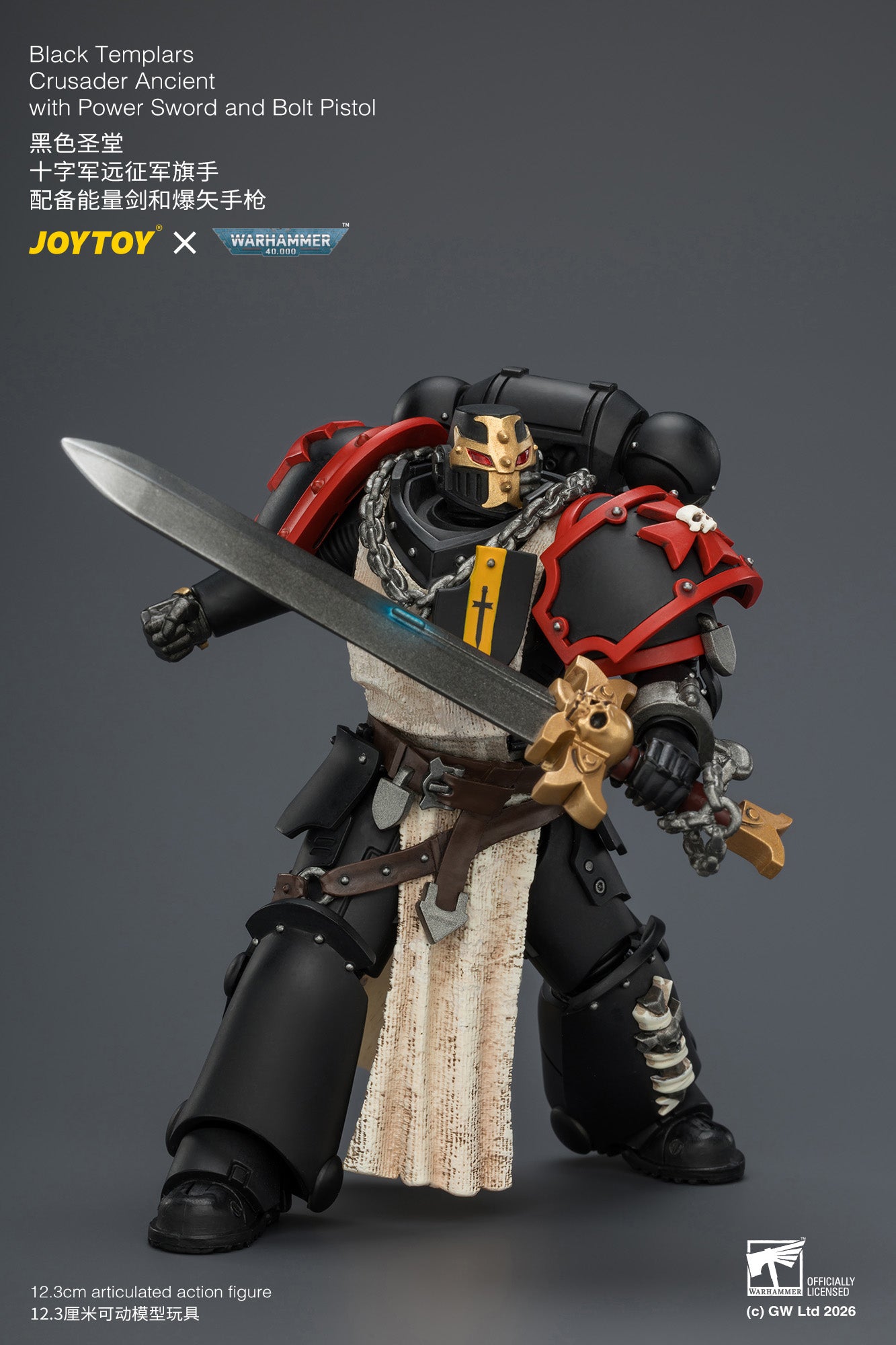 (Pre-Order) Warhammer 40k Black Templars Crusader Ancient with Power Sword and Bolt Pistol