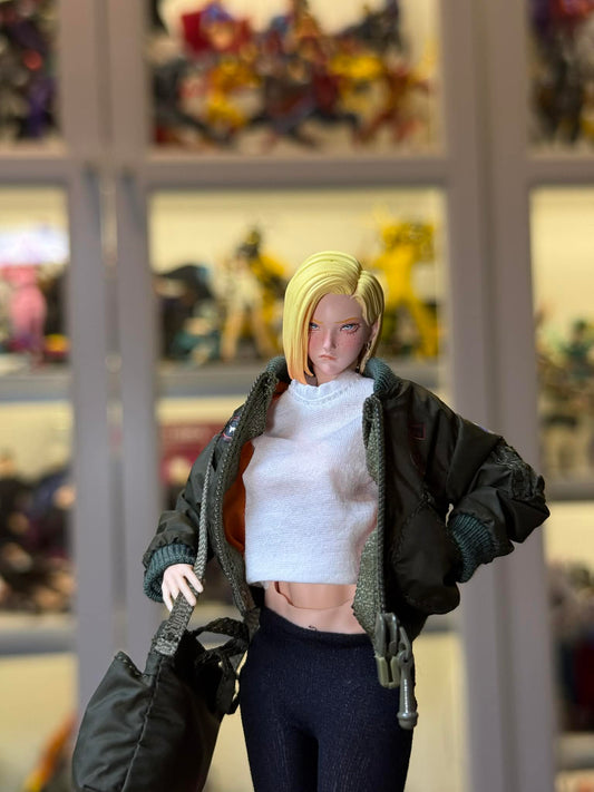 Custom 1/12 Action Figure Drangon Ball Andriod 18 Head Sclupt (Figure Not included)