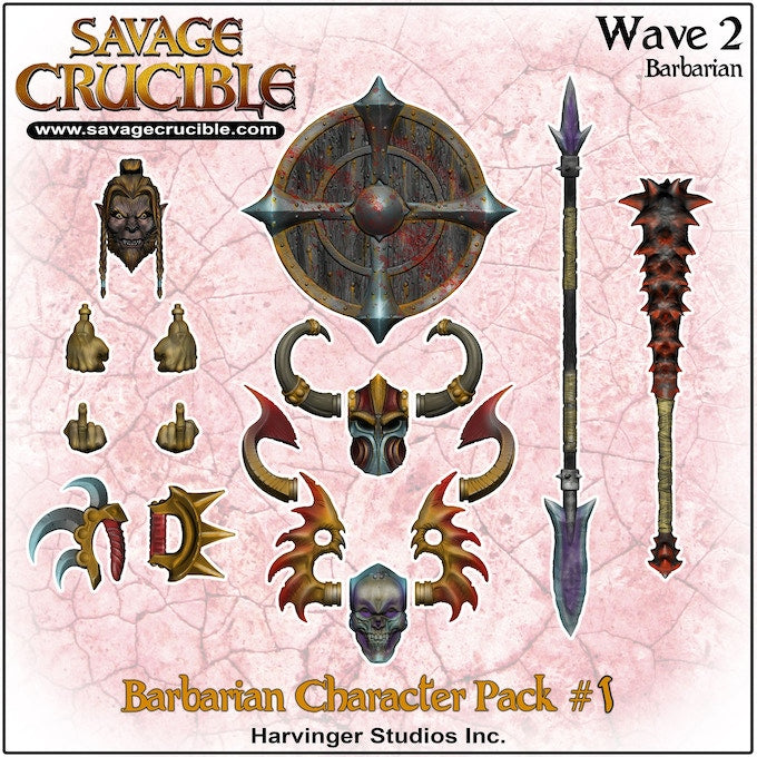 (Pre-Order) Harvinger Studios Savage Crucible Wave 2 Barbarian Character Pack #1